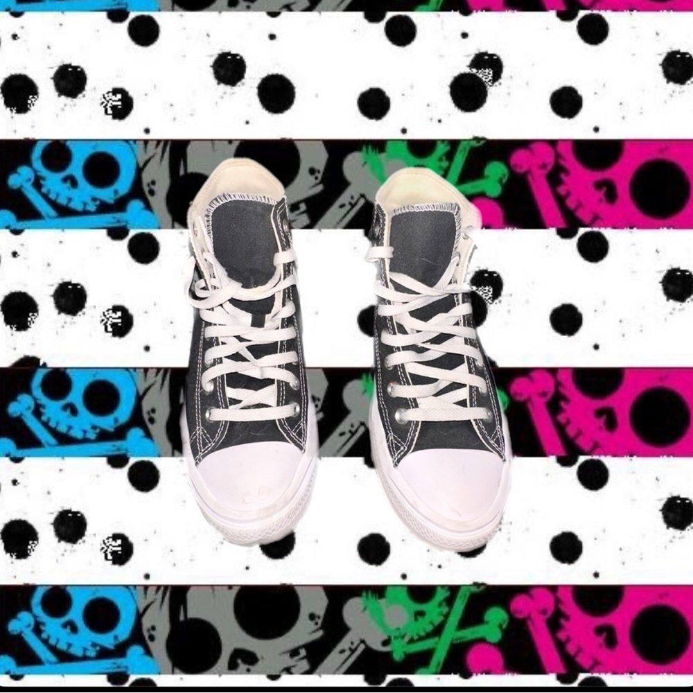 High top tall black converse platforms.